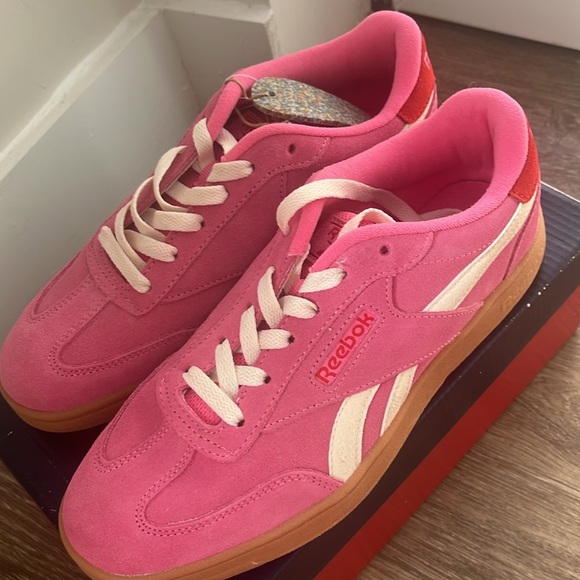 REEBOK Suede Forte Lounger Sneakers Pink Coral White Womens Size 8.5 NEW - Picture 11 of 11